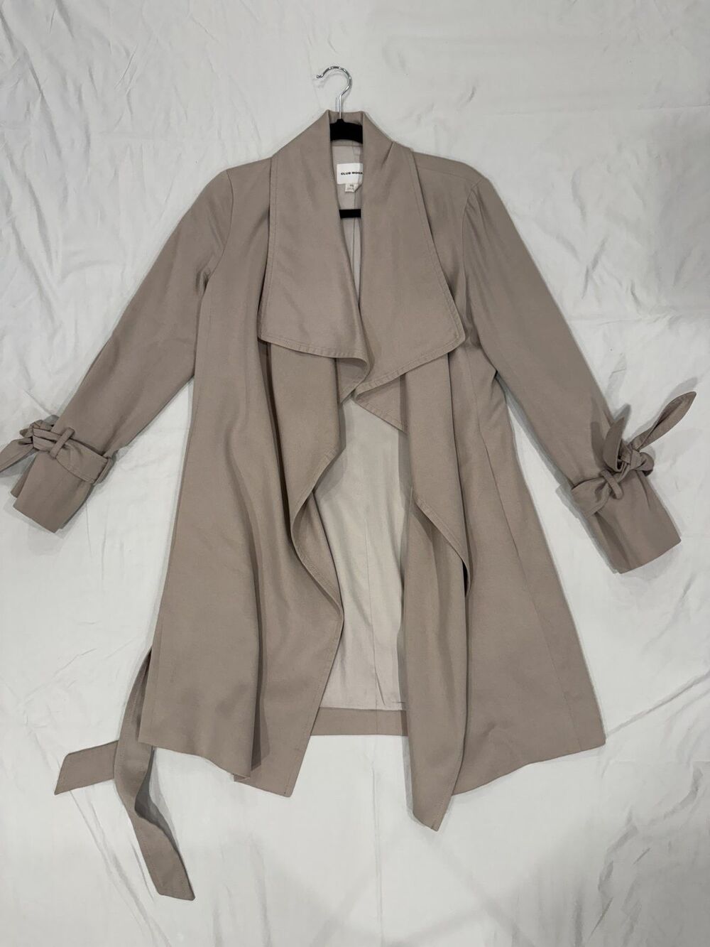Club Monaco Drape Front Trench Coat Beige Taupe XS/P